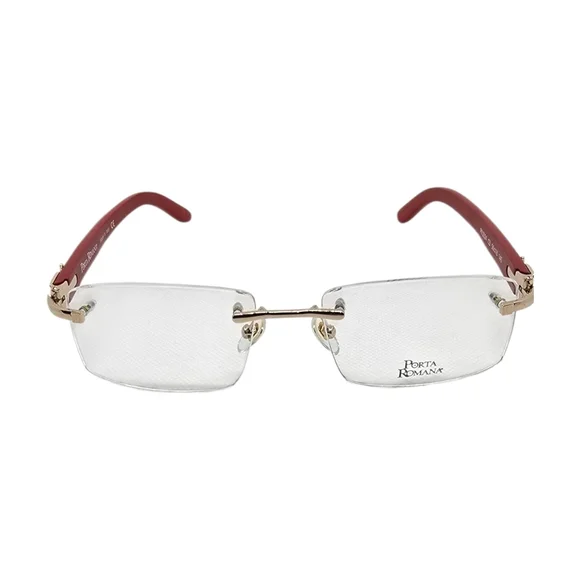 Porta Romana Red WOOD Eyeglasses with Case - Picture 3 of 8